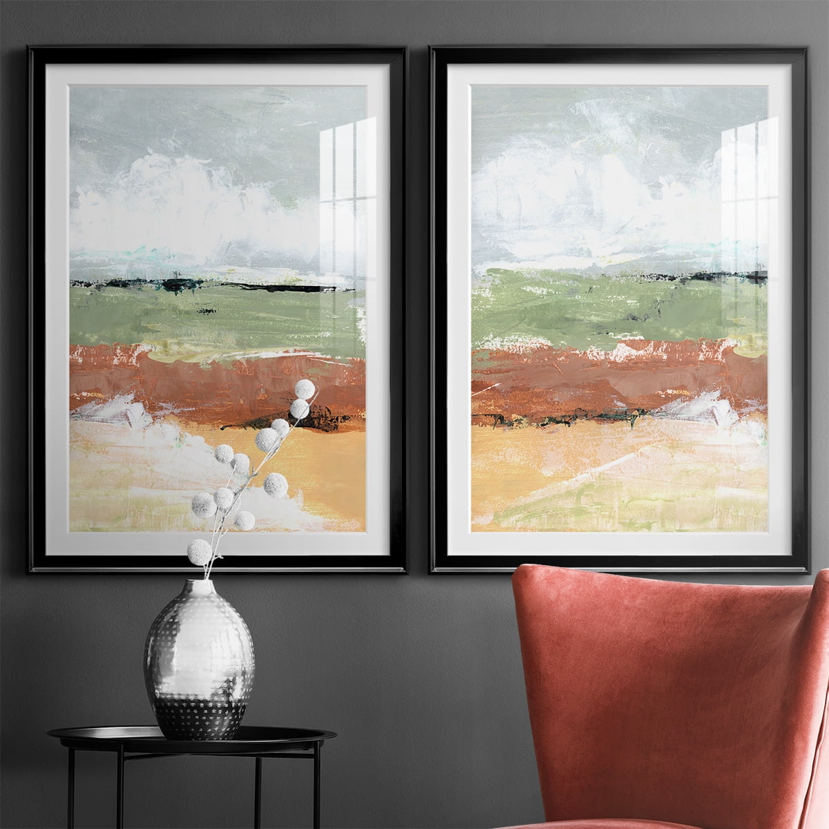 Wexford Home Quiet Prarie Grove I Premium Framed Print, 30.5" x 42.5" - Ready to Hang, Black (Set of 2)
