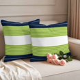 thumbnail image 2 of Navy Blue Green Stripe Outdoor Waterproof Pillow Covers, Modern Art Horizontal Striped Decorative Square Throw Pillowcase Sofa Cushion Sham for Patio/Couch/Chair, 26"x26" 2 Pack, 2 of 8