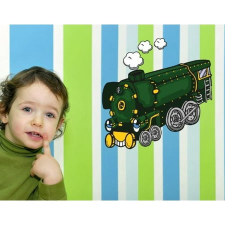 Train Mural - Steam Train Wall Decal - wall print decal, sticker, mural vinyl art home decor - DS 1008 - 12in x 12in