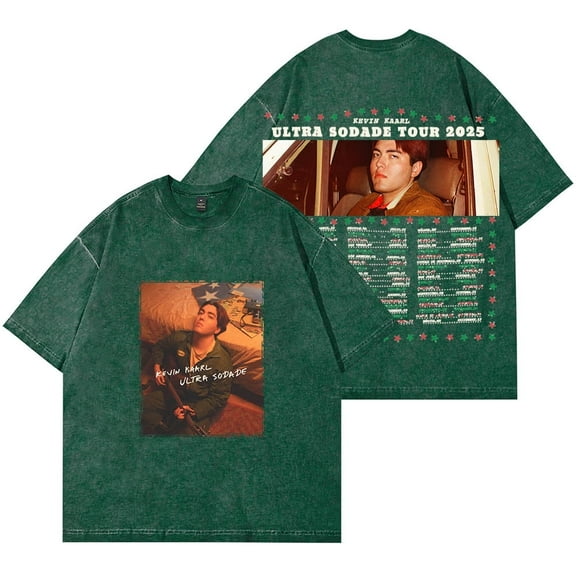 Kevin Kaarl Ultra Sodade Tour Vintage Wash T-shirt Cosplay Women's Men's Fashion Round Neck Cotton Short Sleeve T-shirt