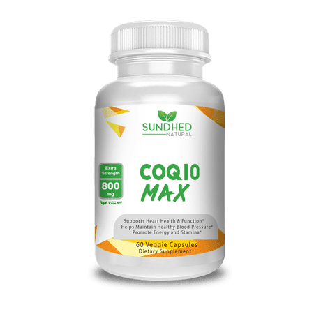 Sundhed Natural CoQ10 Powerful Antioxidant Supplement - Extra Strong Formula 800mg, 60 Capsules, 1-month supply with Coenzyme Q10 Vitamins and Supplements