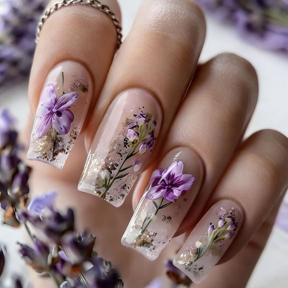 Halloween Goth Press on Nails, Bright Summer Press on Nails Short Square, Cute Reusable Artificial Medium Almond for Women Daily Holiday 24 Pcs