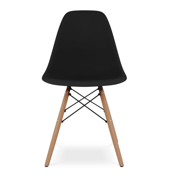 Modholic Eiffel Chair With Wood Legs, Black