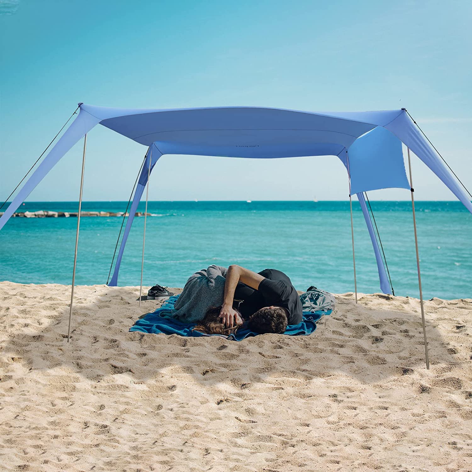 Beach Tent Beach Shade Canopy with UPF50+, Pop Up Beach Tent Sun