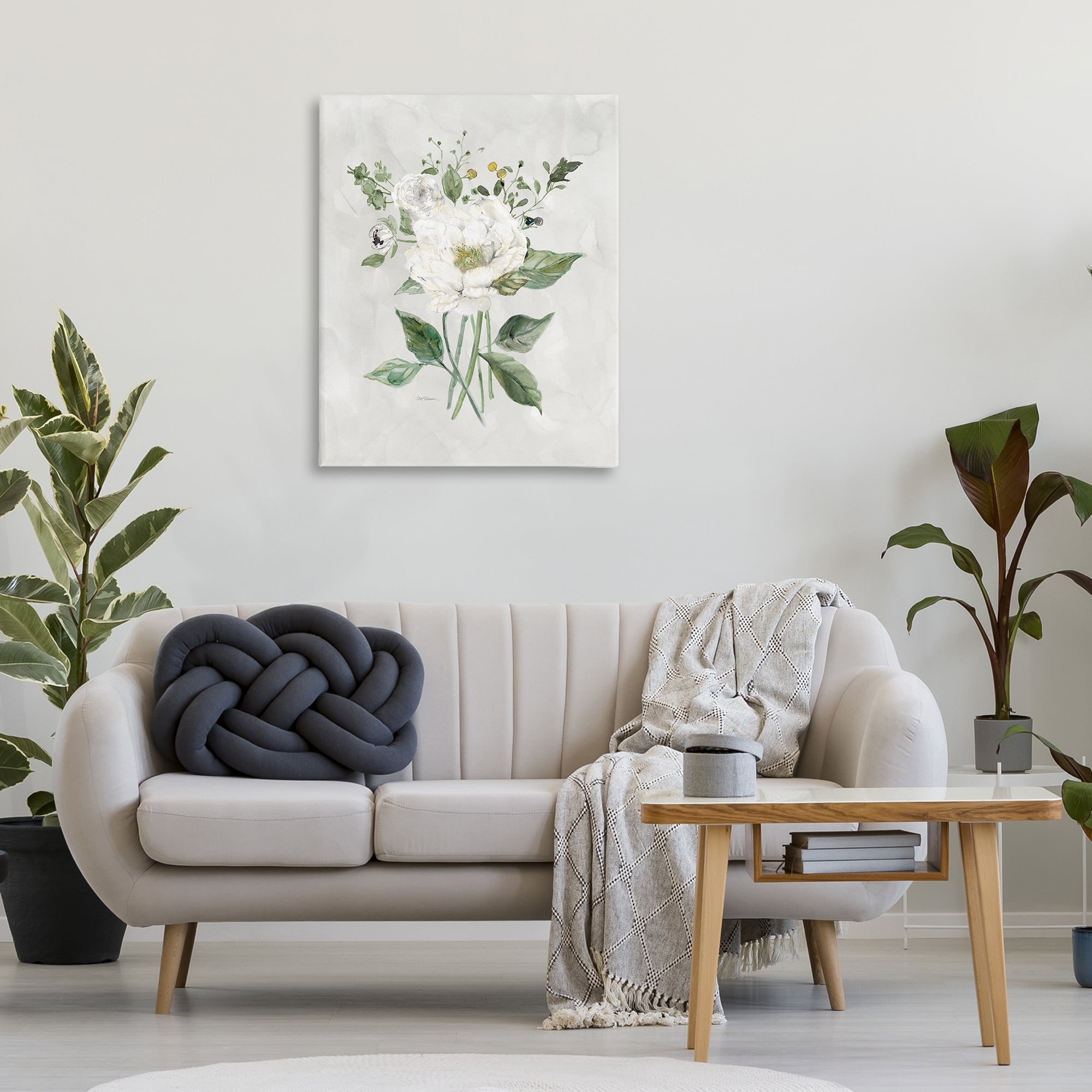 Stupell Industries Cottage White Flowers Plants & Flowers Painting Wrapped Canvas Art Print Wall Art, 30 x 40