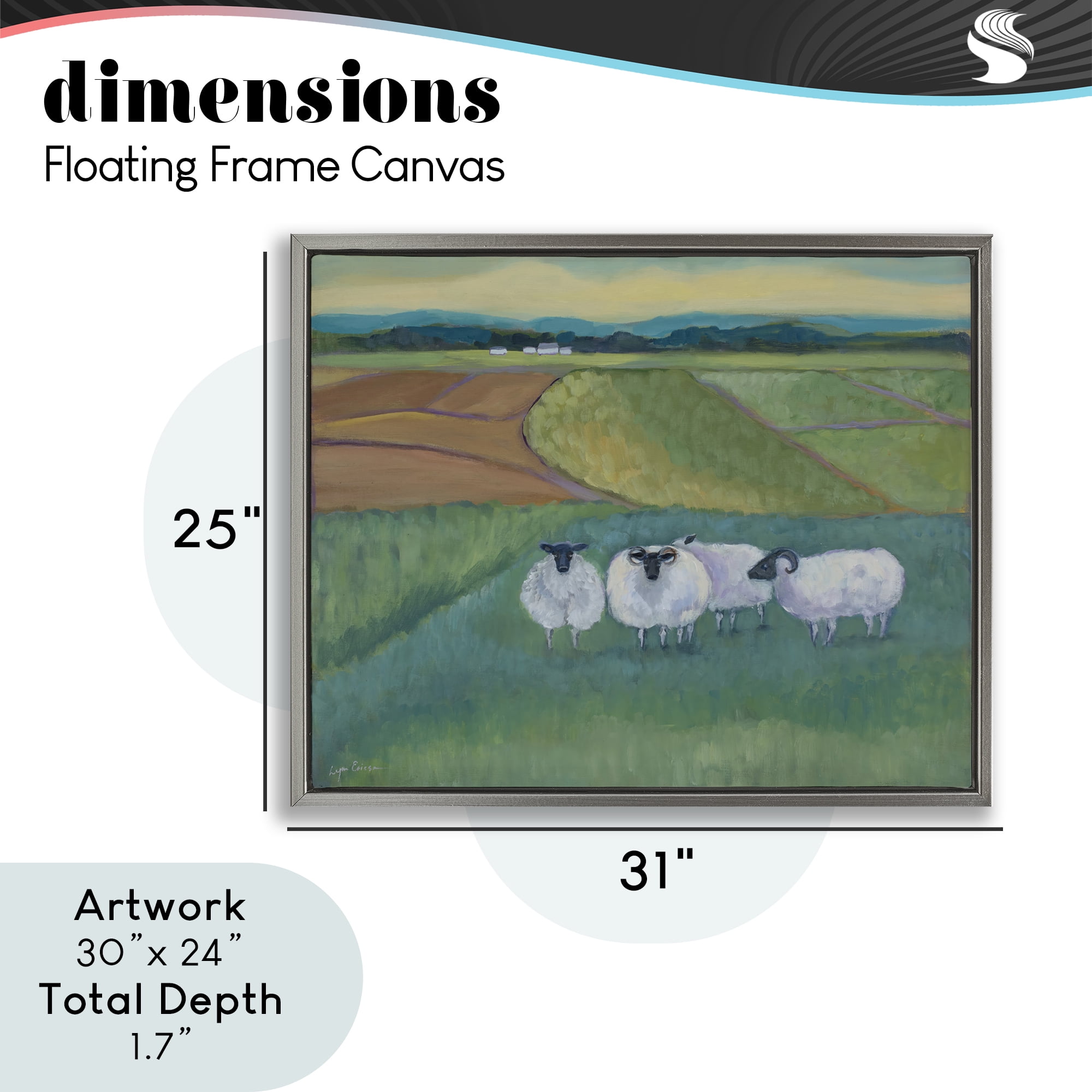 Stupell Industries Sheep Herd Meetup Gray Framed Floater Canvas Wall Art, design by Lynn Ericson Fine Art