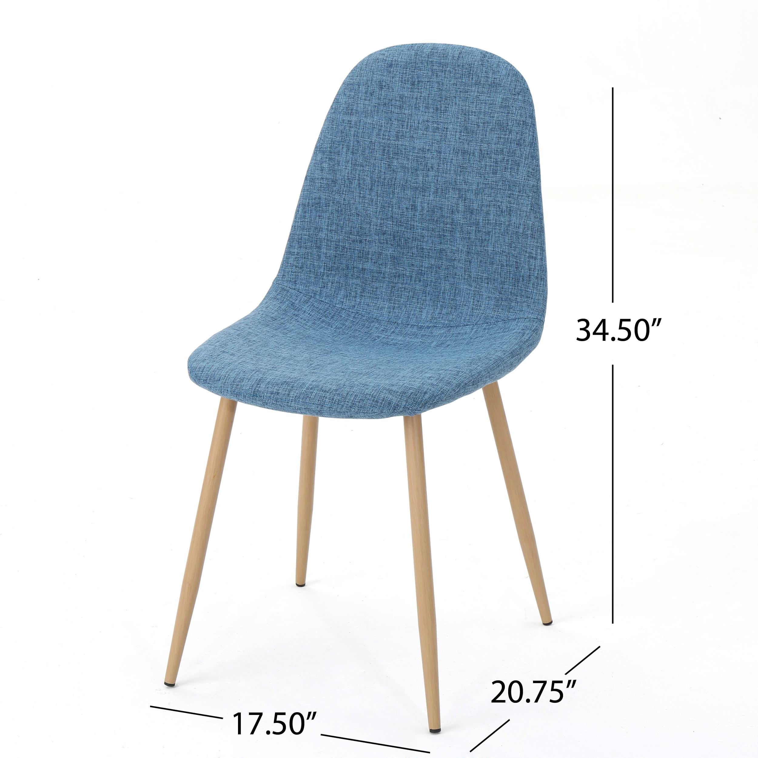 Noble House Remy Mid Century Modern Fabric Dining Chairs, Set of 2, Muted Blue