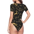 thumbnail image 4 of Easygdp Christmas Gold Deers1 Women's One-Piece Swimsuit Slim Fit Crew Neck Bodysuit Athletic Swimwear with Concealed Buckle - Medium, 4 of 9