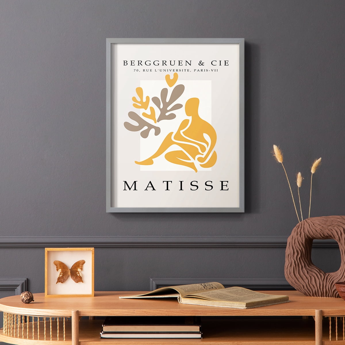 Matisse CDLXXIII in Gray Solid Wood Framed Print No Nail Hanging