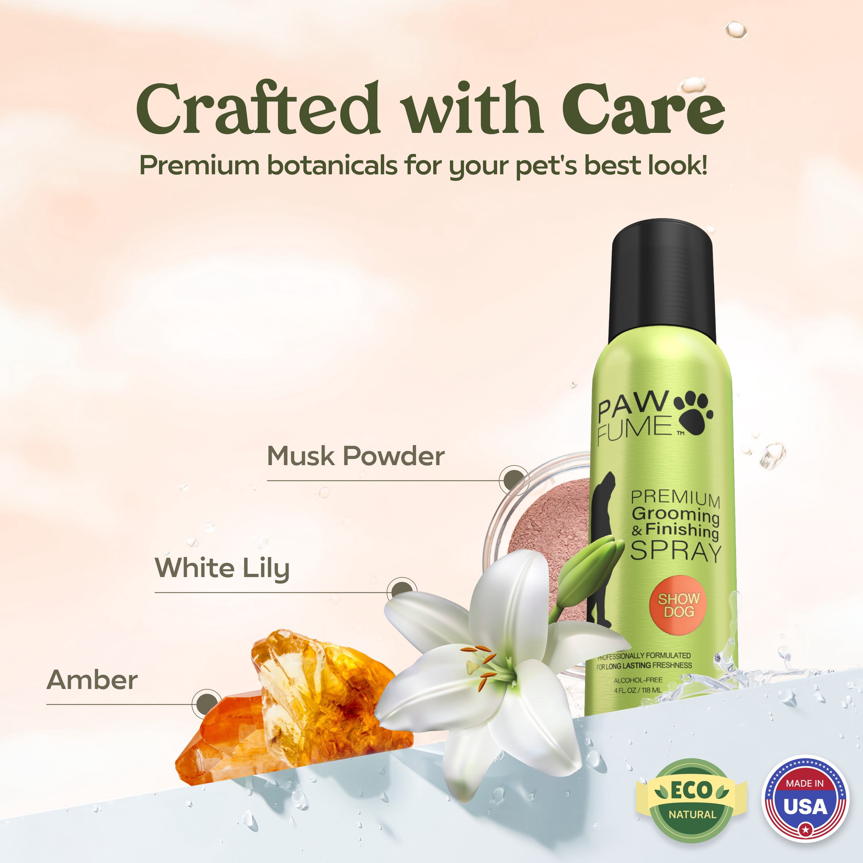 PawFume Show Dog Premium Grooming and Finishing Deodorizer Dog Spray, 4 fl oz Can