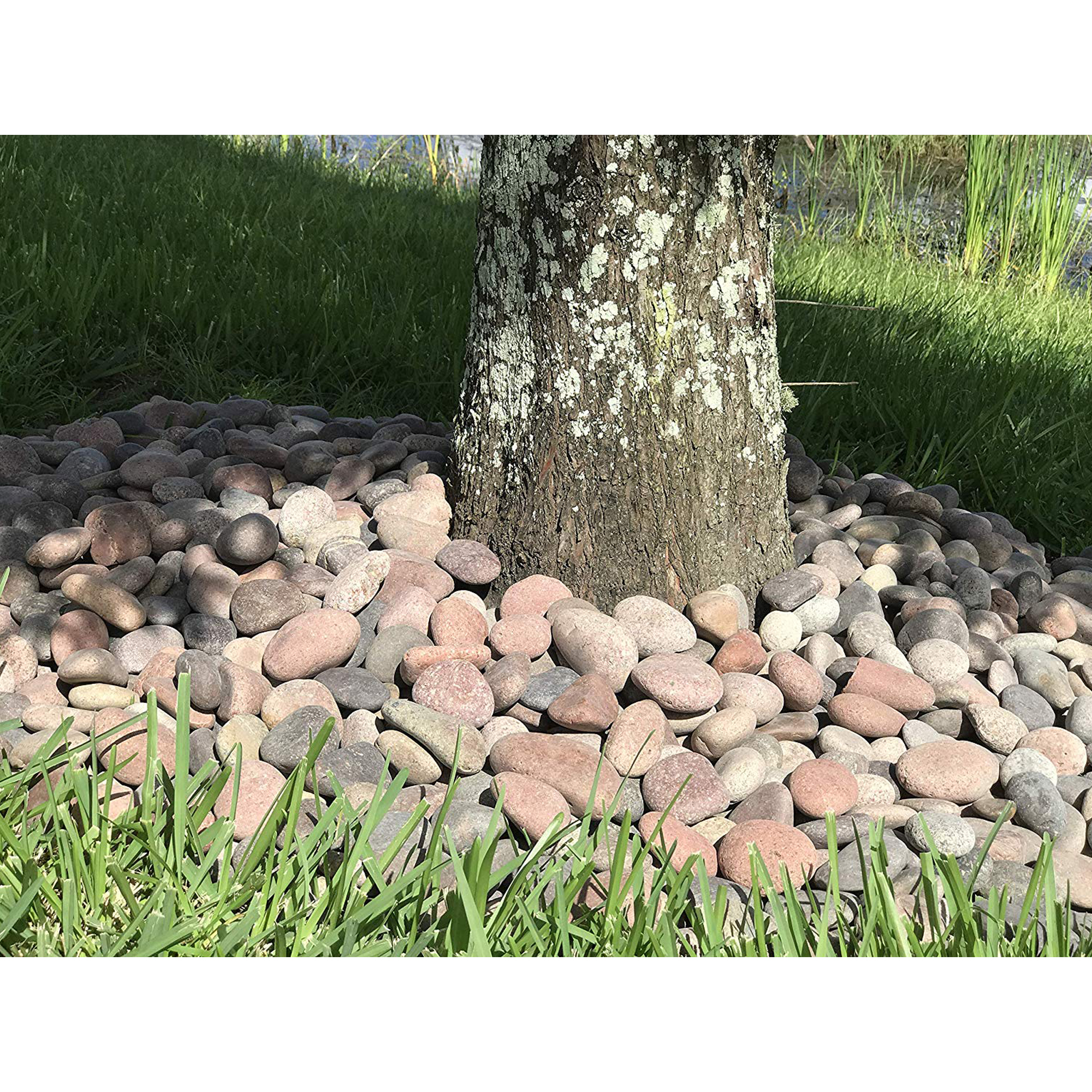 Rainforest Outdoor Decorative Natural Stone, Mexican Beach Pebbles, Rosa Pink, 1-3",1620lbs.