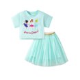 thumbnail image 2 of Emy Dola Summer Toddler Girls 2 Pieces Cartoon Tutu Dress 2-7 Years Kids Short Sleeve T-shirt + Glimmer Waist Tulle Skirt Outfits, 2 of 10