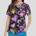 thumbnail image 4 of Womens Valentines Day Scrub Tops Loose Short Sleeve Cute Love Hearts Graphic Scrub Shirts Hoilday Criss Cross V Neck Scrubs Medical Nurse Uniform Nursing Workwear with Pockets Light Purple 3XL, 4 of 4