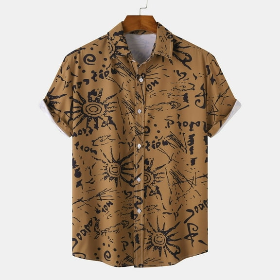 Summer Hawaiian Shirts for Men Vintage,Men's Short Sleeve Button Down Vintage Bowling Shirts,Hawaiian Casual Printed Beach Shirt Summer Regular Fit Top,Mens Floral Beach Shirts Wrinkle Free