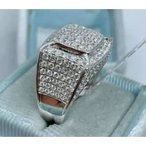 Engagement Ring 2Ct Round Cut Lab Created Diamond Men's Pinky Ring Ring 14k White Gold Plated Silver