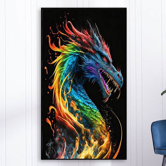 Cuadros Decorativos 5D bricolaje taladro redondo completo diamante pintura dragón Kit arte decoración del hogar (NH3247) Wdftyju embutido en tela