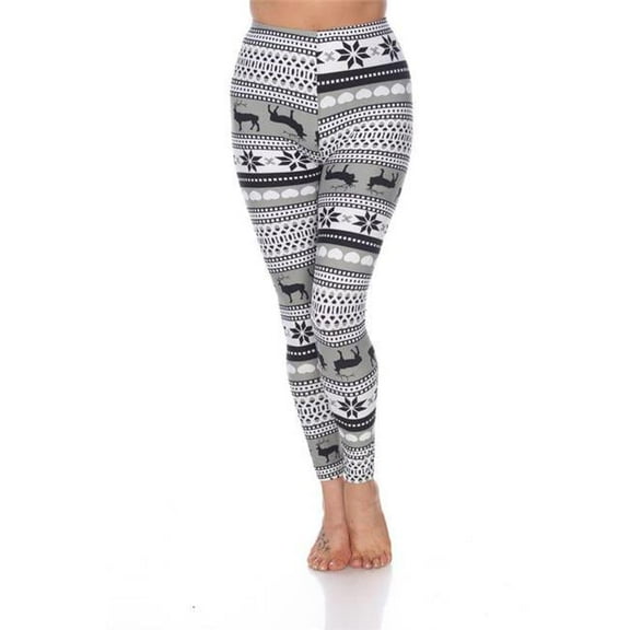 Womens Fits Most Printed Leggings, Grey & White - One Size