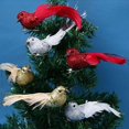 thumbnail image 2 of Pájaro artificial, oro rojo, plata, simulación de pájaros emplumados, adorno para árbol de Navidad, mini pájaros del amor, artesanía de bricolaje para el hogar, jardín, boda, Chi, 2 of 3