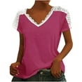 thumbnail image 2 of Elainilye Fashion Womens Casual Tops Summer V-neck Bow Short Sleeved T-Shirts Shirt Top Blouse,Pink, 2 of 7