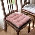 thumbnail image 2 of Nvzi Geometric Pattern Soft Square Chair Pad with Ties Gradient Pom Pom Chair Cushion Garden Patio Home Kitchen Office Seat Cushion (Pink,16"x16"), 2 of 5