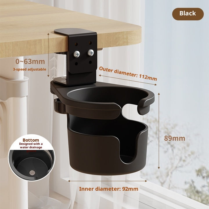 Deeper Desk Cup Holder, 360° Rotating Anti-Spill Cup Holder for Table, Adjustable Clamp on Cup Holder for Gaming Desk, Gift for Gamer and Office, Desk Storage, Drink Holder for Coffee Cup, Arm Chair