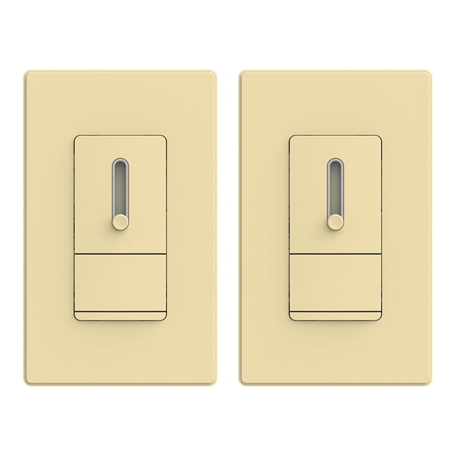ELEGRP Slide Dimmer Switch for Dimmable LED, CFL and Incandescent Light Lamp Bulbs, Single Pole /3-Way, Full Control with Preset, Rocker Paddle,Wall Plate Included, UL Listed(2 Pack, Black))