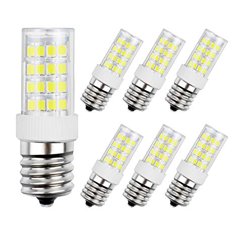 DiCUNO E17 LED Bulb, Appliance Bulbs, Microwave Oven, Stovetop Light, 4W 400lm, Daylight White 6000k, 40w Equivalent Replacement Incandescent Bulb, 6-Pack