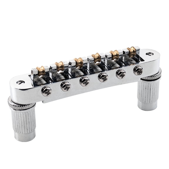 LOOKSEVEN 6-String Electric Guitar Roller Saddle Bridge Tune-O-Matic with Studs Replacement Part For Epiphone LP SG (Chrome)