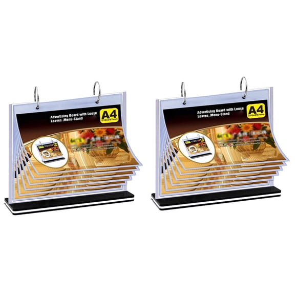 2X A4 Mesa Abatible Soporte de Menú Mesa de Páginas Estante para Tarjeta de Menú Soporte de Exhibición Soporte