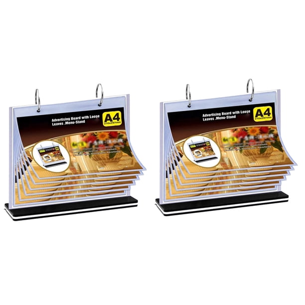2X A4 Mesa Abatible Soporte de Menú Mesa de Páginas Estante para Tarjeta de Menú Soporte de Exhibición Soporte