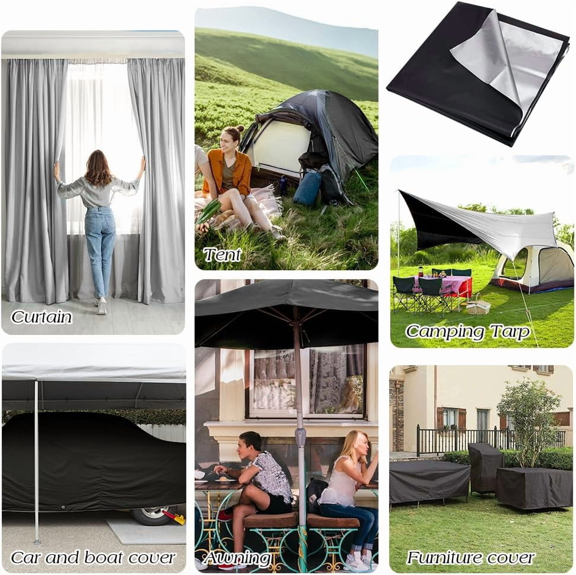 Blackout Drapery Shade Fabric Blackout Window Shades Window Cover Light Waterproof Sunshade Cloth for Nursery Bedroom Dorm Room Black 1.6 Yards x 11.6 Inch DIY