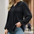 thumbnail image 4 of Weardear Women's Puff Long Sleeve Tops Pleated V Neck Fall Tunic Shirts Casual Loose Blouse, 4 of 8