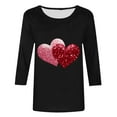 thumbnail image 5 of Tejiojio 2025 New Year Valentine's Day Shirt Love Letter Heart Graphic Tshirt Valentine Gift Tee Tops Round Neck 3/4 Sleeve Top, 5 of 5