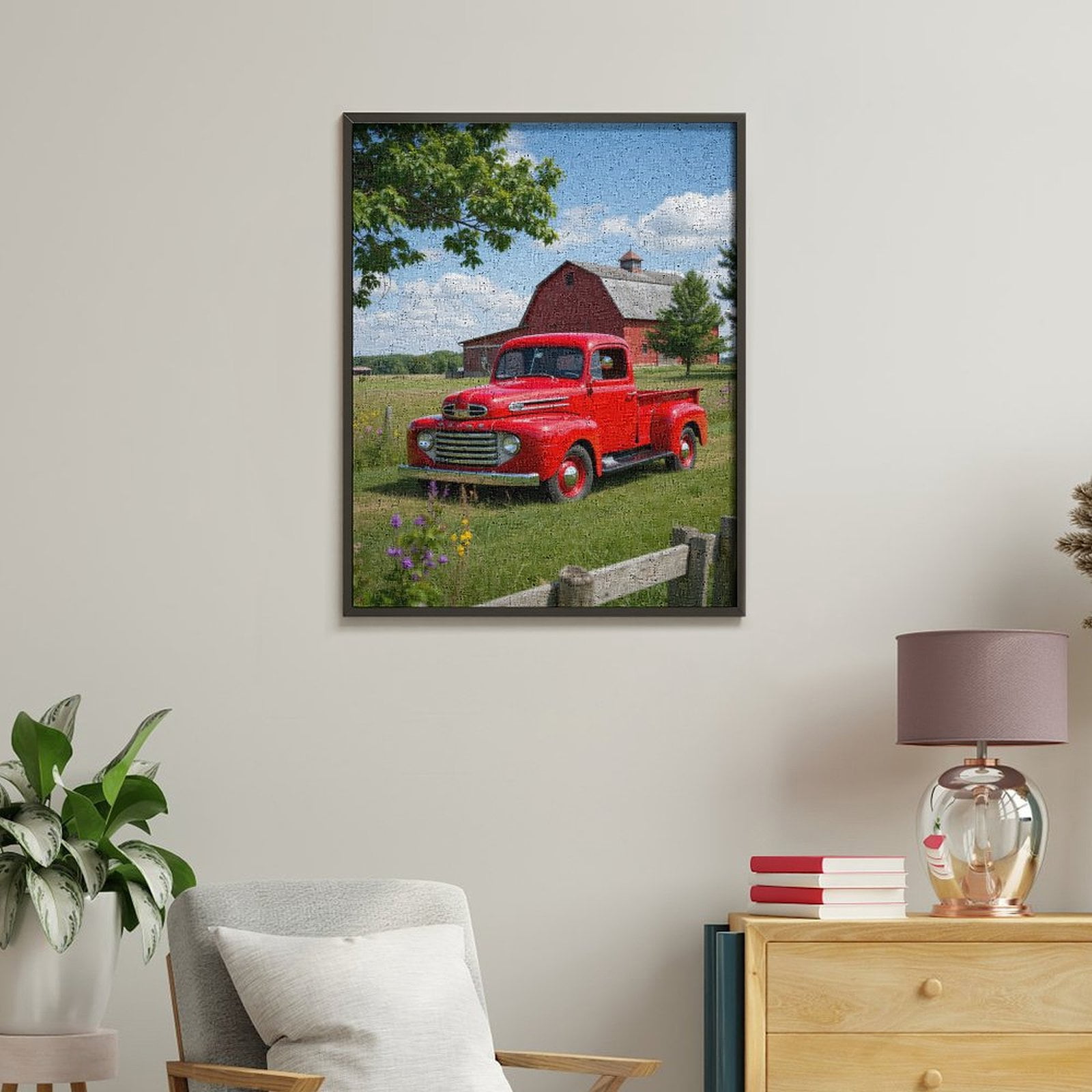 Paint by Numbers Kit for Adults, Red Vintage Truck Rustic Farm Scene Paint by Numbers, Easy Paint by Numbers Kit for Adults Beginner, DIY Adult Paint by Number Kits on Canvas, 12x16in Home Decor