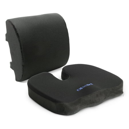 Plixio Memory Foam Lumbar Back Support Pillow And Seat Cushion For
