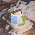thumbnail image 5 of 3dRose, Baby Blue Christian Cross pattern - white religious crucifix crosses, 11oz Two-Tone Green Mug, 5 of 7