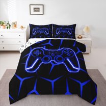 Castle Fairy Honeycomb Video Game Full Size Comforter Sets,Geometric Gamepads Bedding Sets