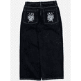thumbnail image 3 of jeans baggy Droits Imprimés avec Poches Noires de la Série High street goth, Vêtements Tendance Rétro y2k, denim Basique Lavé, Pantalon Décontracté, 3 of 5