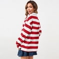 thumbnail image 5 of Domzest Womens Oversized Polo Shirt Long Sleeve Striped Rugby Collar Pullover Tops 2026 Trendy Casual Loose Fit Streetwear Tee Red M, 5 of 6