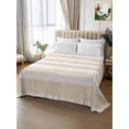 thumbnail image 2 of Beige Stripe Twim Size Flat Sheet, Wrinkleproof & Fadeproof Cooling Flat Bed Sheet Only, Vintage Country Geometric Linen Texture Breathable Soft Bedding Top Sheets 66 x 96 Inches, 2 of 8