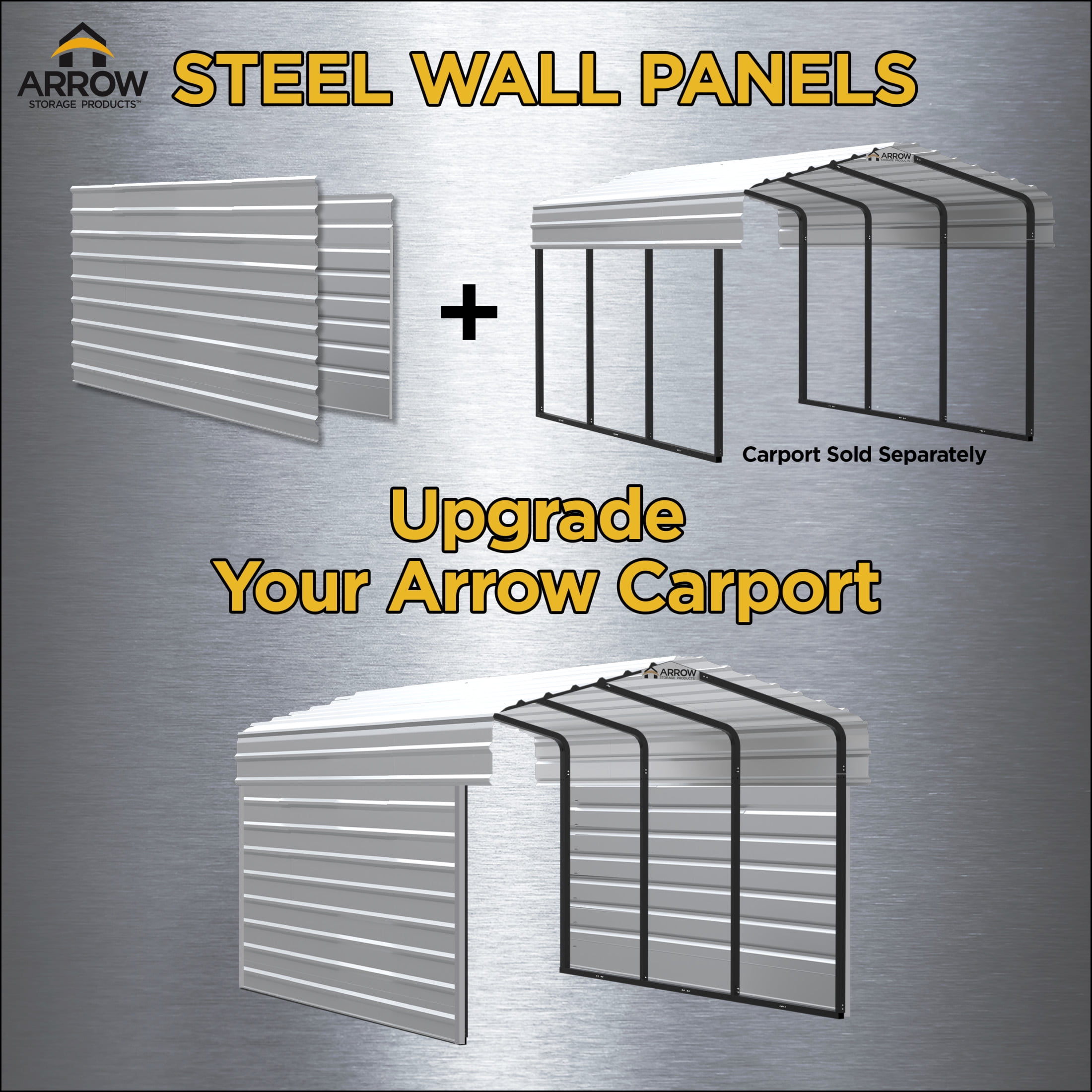 Arrow 9 x 24 x 22 ft Charcoal 2 Side Walls Kit For Steel Carport