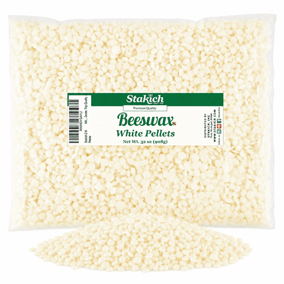 Stakich Beeswax Pellets - For Candle Making - 2 lbs, White