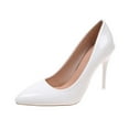 thumbnail image 2 of Miluxas Womens Slip On Pointed Toe Leather Dress Heels Bridal Stiletto High Heel Pumps Shoes White 8.5(41), 2 of 4