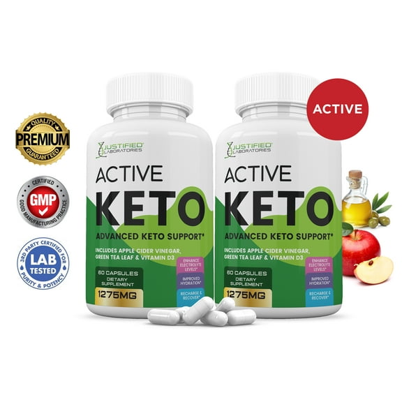 (2 Pack) Active Keto ACV Pills 1275mg Dietary Supplement 120Capsules