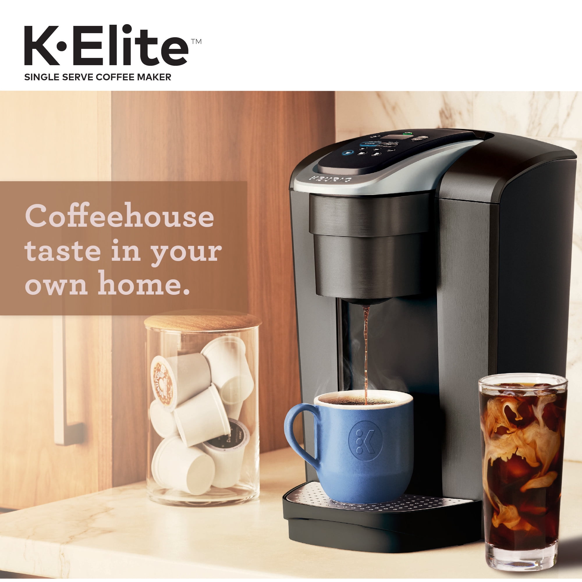 Keurig KElite SingleServe KCup Pod Coffee Maker, Brushed Slate