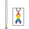 Rainbow Beads w/Rainbow Ribbon Medallion (Pack of 12)
