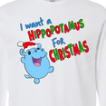 thumbnail image 4 of Inktastic I Want a Hippopotamus for Christmas Cute Stuffed Hippo Long Sleeve T-Shirt, 4 of 5