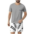 thumbnail image 1 of 2 Pcs Ensembles de Pyjamas pour Hommes Ultra Doux Texturés Tenues Athlétiques Extensibles Col Rond Chemises à Manches Courtes Extensibles Séchage Rapide Vêtements de Détente Shorts Ensembles d'Été Hommes 2 Pcs Chemise de Nuit, 1 of 6