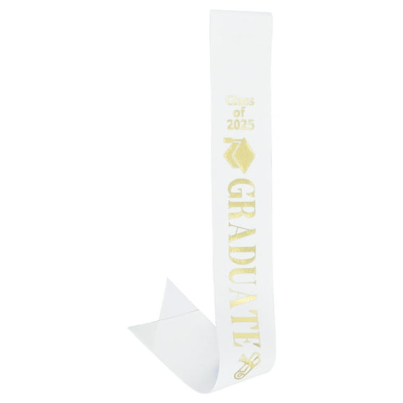 OUNONA Elegant White Graduation Sash for Graduate Parties with Lettering