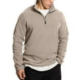 thumbnail image 4 of Mohiass Men's Quarter Zip Fleece Cotton Pullover Sweatshirts Mock Neck Casual Long Sleeve Fall Winter Warm Sweatshirt Khaki 2XL, 4 of 5